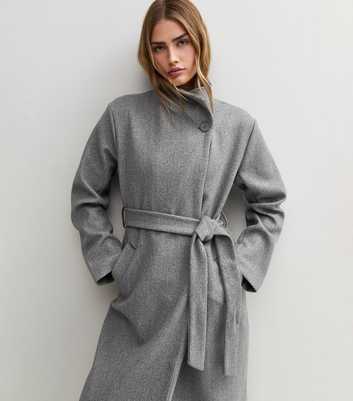 Dark Grey Funnel Neck Tie Waist Coat