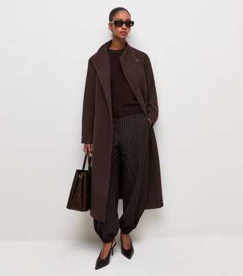 Dark Brown Funnel Neck Tie Waist Coat