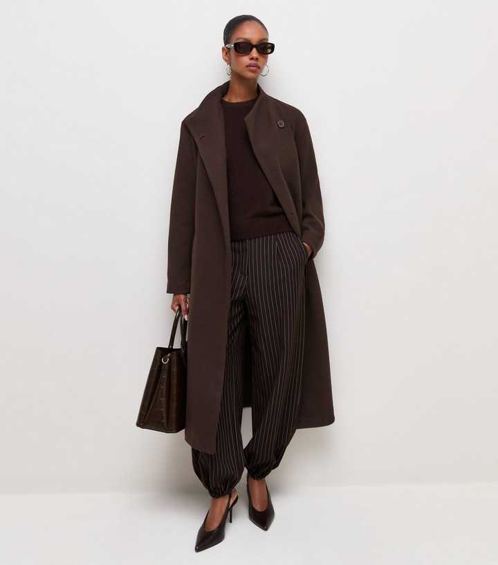 Dark Brown Funnel Neck Tie Waist Coat