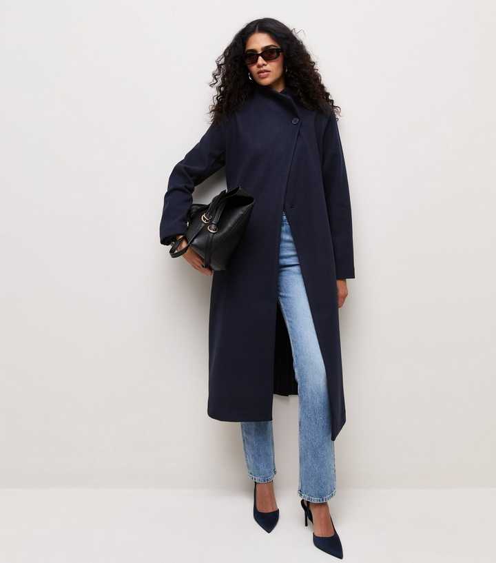 Navy Funnel Neck Tie Waist Coat