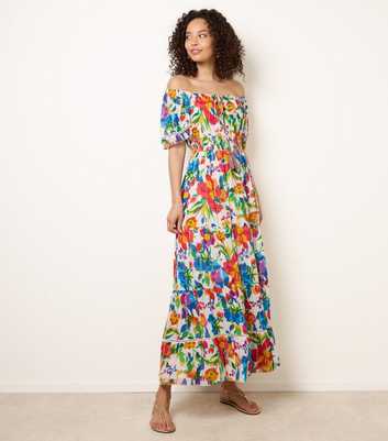 Blue Vanilla Multicolour Bardot Tiered Maxi Dress