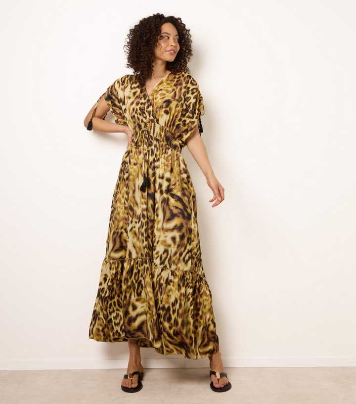 Blue Vanilla Multicolour Crossover Animal Print Maxi Dress