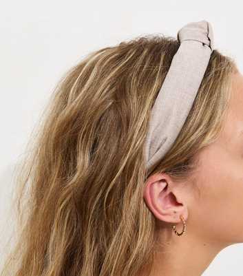 Cream Woven Knotted Headband