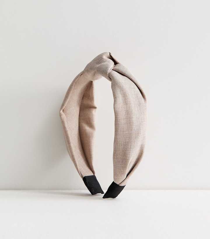 Cream Woven Knotted Headband