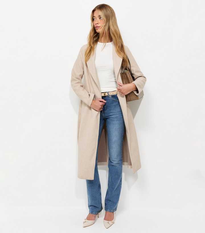 Tall Oatmeal Shawl Collar Coat