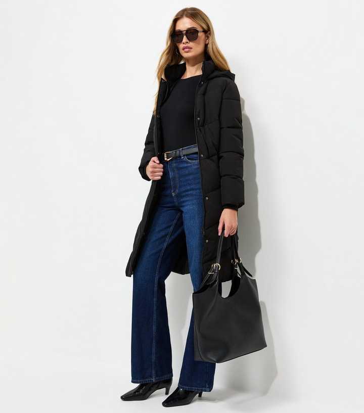 Tall Black Longline Puffer Jacket