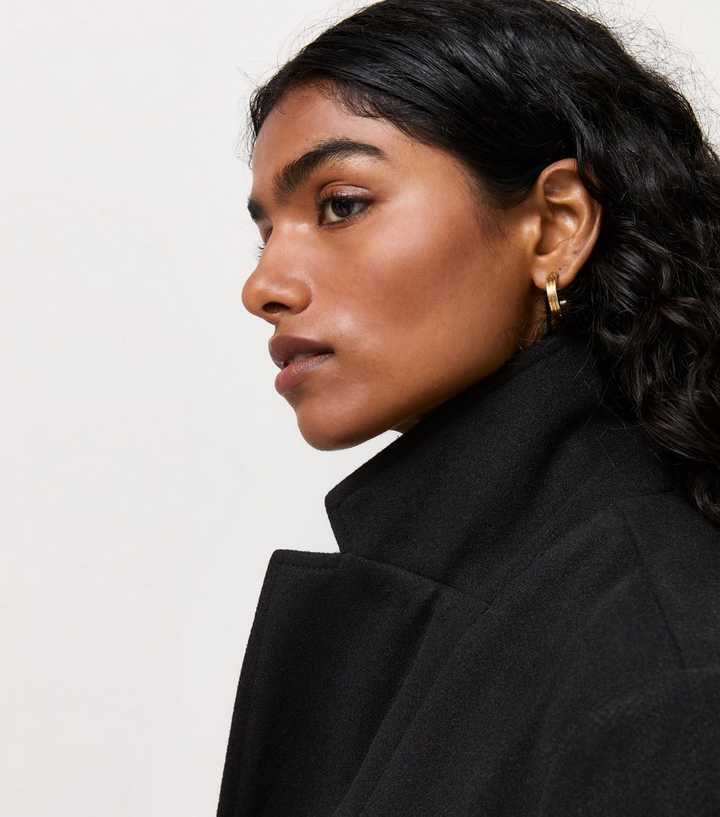 Petite Black Open Front Longline Formal Coat