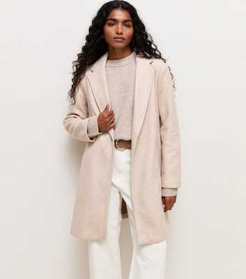 Petite Oatmeal Open Front Longline Formal Coat