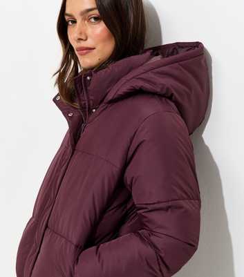 Petite Dark Burgundy Cropped Puffer Jacket