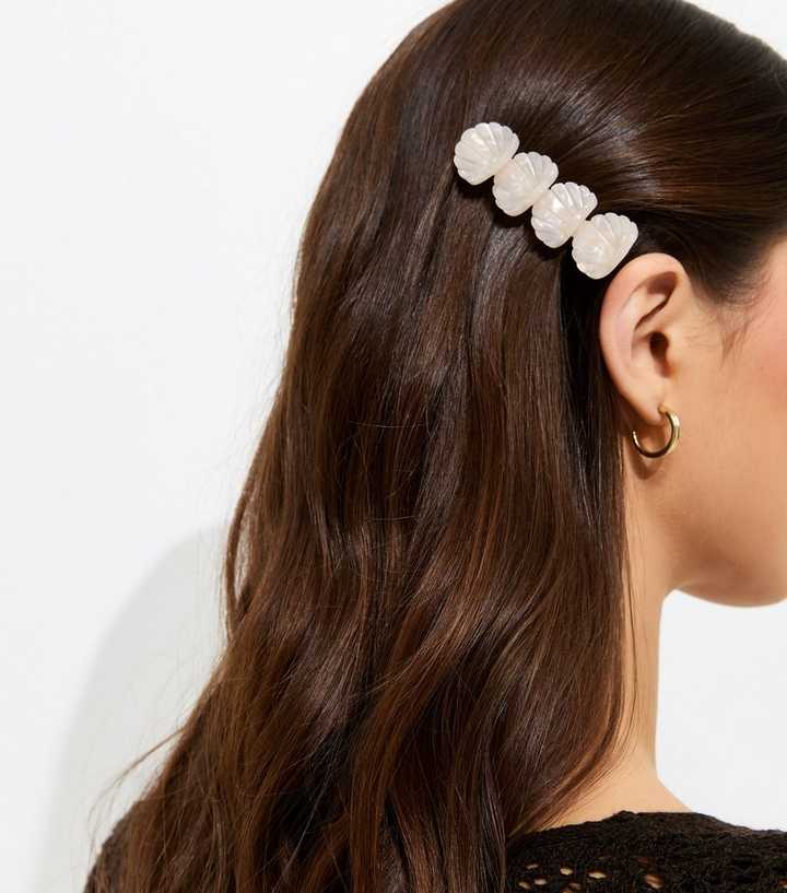 Cream Pearlised Shell Slide Hair Clip