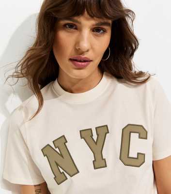 Tall Off White Cotton NYC Relaxed Fit T-Shirt