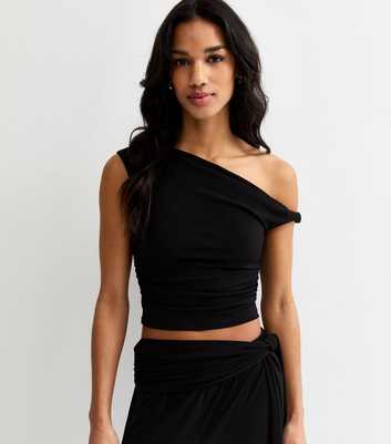 Black Draped Off The Shoulder Top