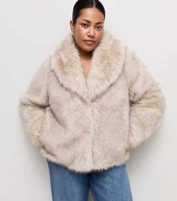 Curves Cream Faux Fur Short Jacket