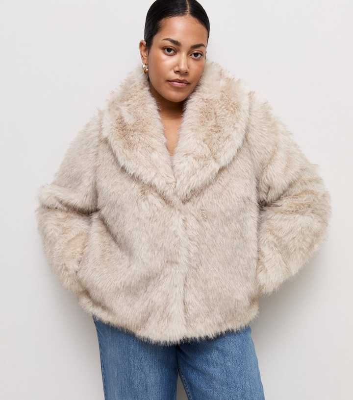Curves Cream Faux Fur Short Jacket