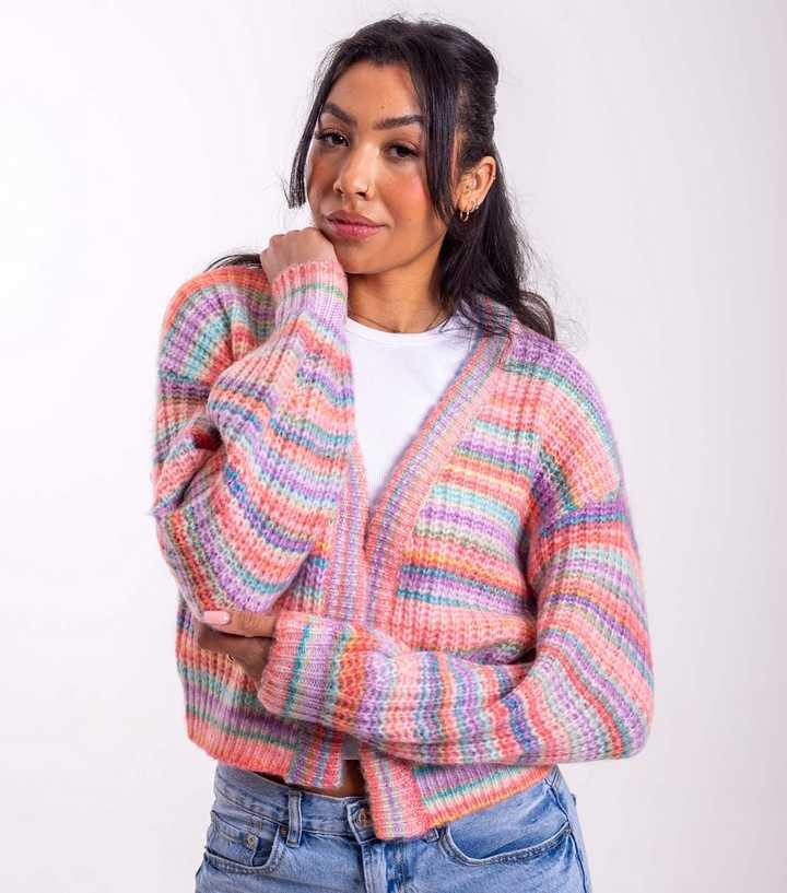 Sunshine Soul Bright Orange Striped Space Dyed Cardigan