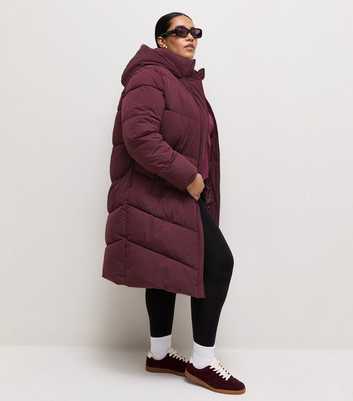 Curves Dark Burgundy Longline Puffer Jacket
