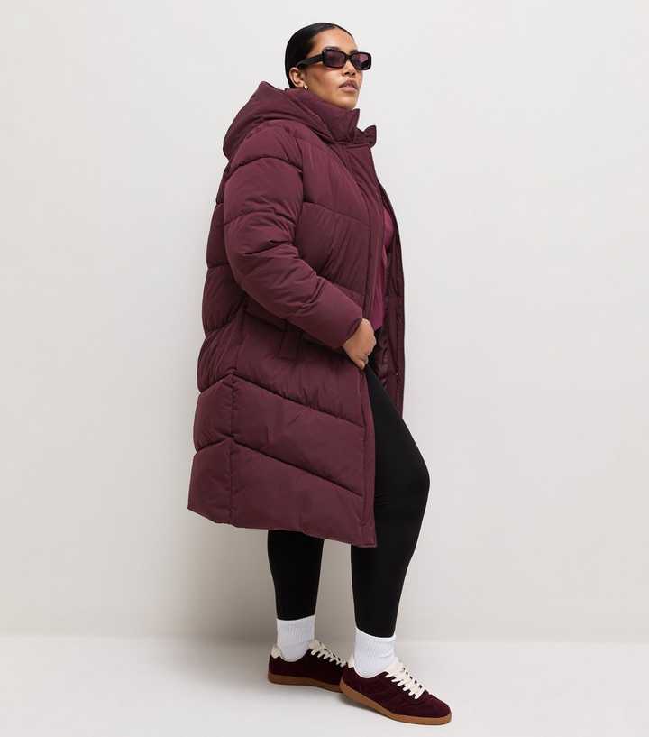 Curves Dark Burgundy Longline Puffer Jacket