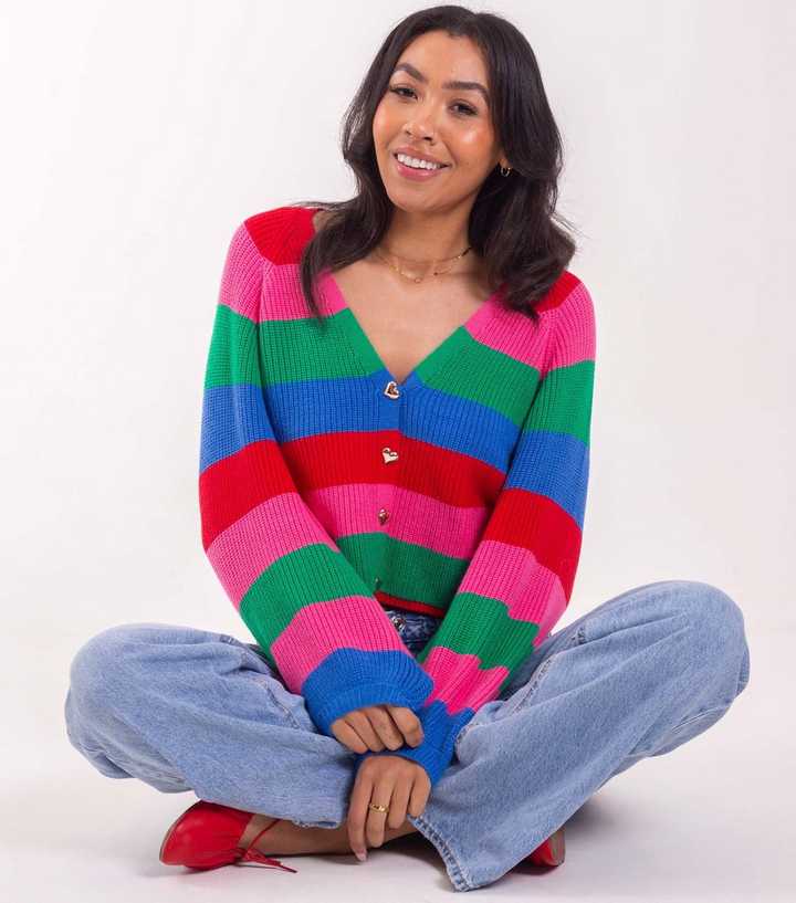 Sunshine Soul Multi Colour Striped Cropped Cardigan