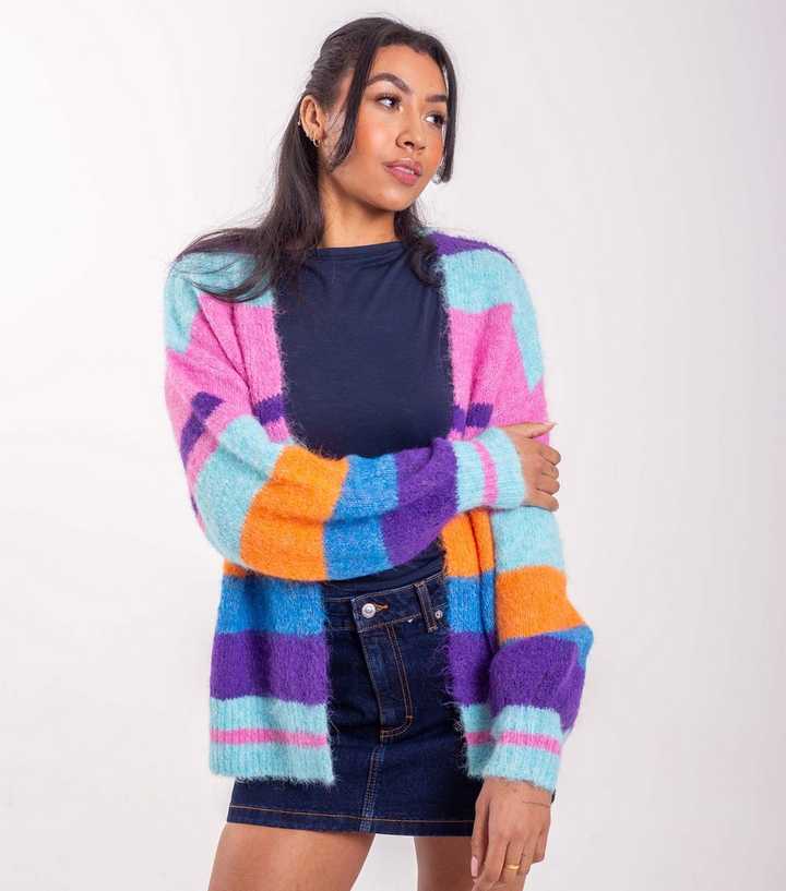 Sunshine Soul Bright Blue Striped Longline Cardigan