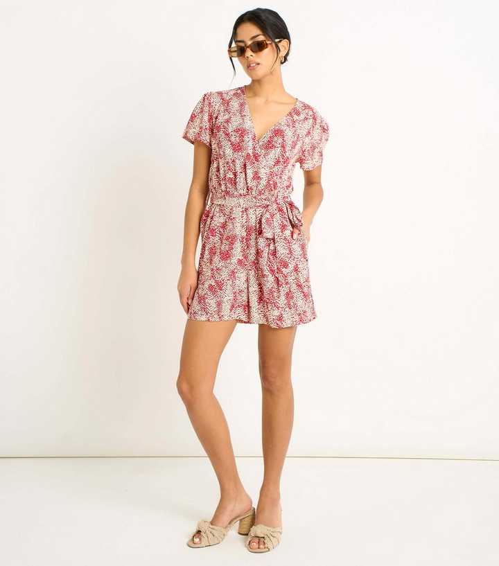 Gini London Red Animal Print Playsuit
