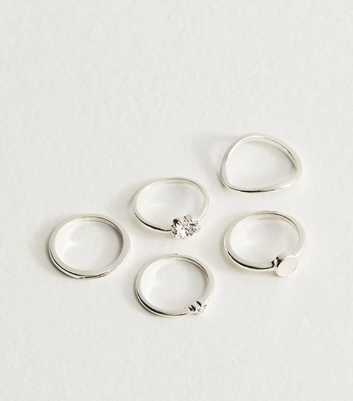 Pack of 5 Silver Tone Sleek Stacking Rings