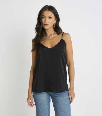 Gini London Black Satin Cami Top