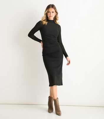 Gini London Black Long Sleeve Midi Dress