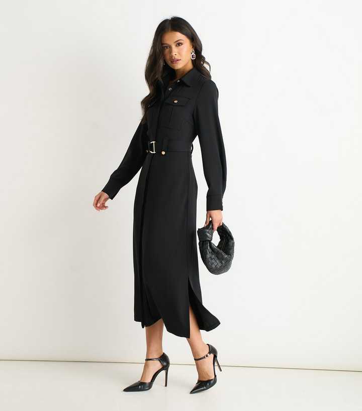 Gini London Black Gold Button Shirt Dress | New Look Gini London Black Gold Button Shirt Dress | New Look