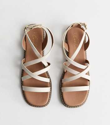 White Faux Leather Multi Strap Flat Sandals