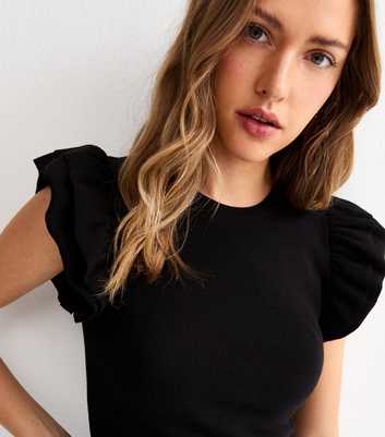 Black Frill Sleeve Top