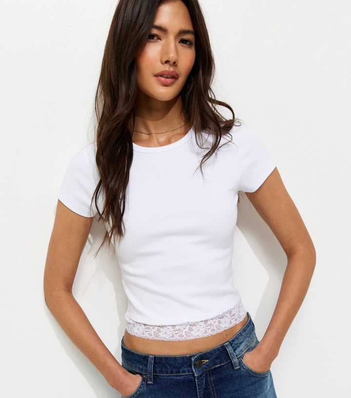 White Lace Hem Baby Tee