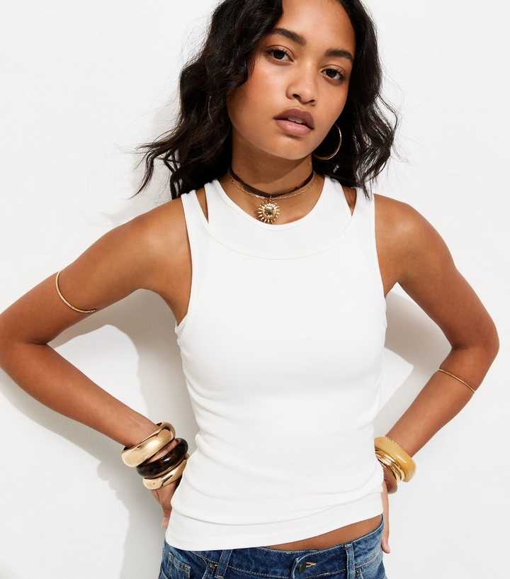 White Layered Racerback Vest