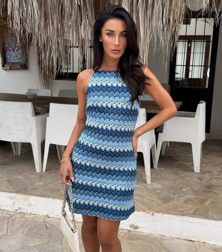 AX Paris Blue Crochet Racer Slip Mini