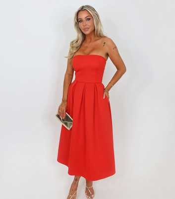 AX Paris Red Bandeau A-Line Skirt Midi Dress