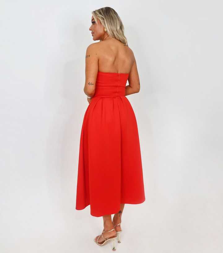 sachin and babi light blue dress AX Paris Red Bandeau A-Line Skirt Midi Dress