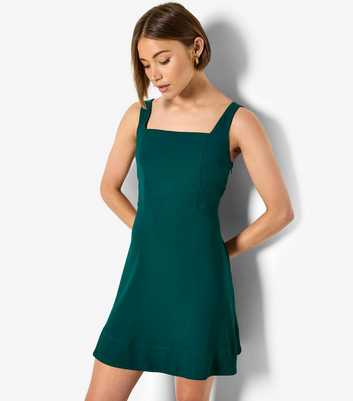 Apricot Dark Green Square Neck Mini Dress
