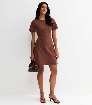 Dark Brown Flared A-Line Mini Dress