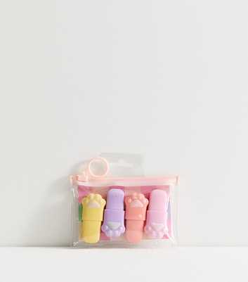 Multicolour Pack of 4 Bear Paw Highlighter Set