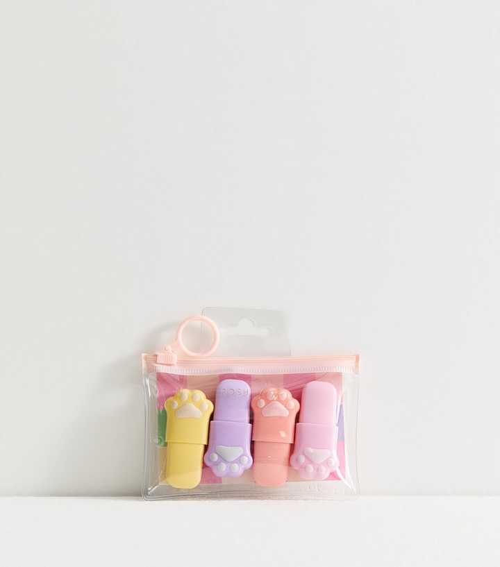 Multicolour Pack of 4 Bear Paw Highlighter Set