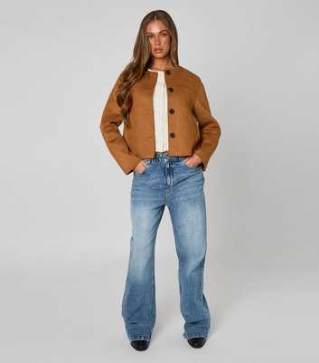 Urban Bliss Tan Cropped Faux Suede Button Front Jacket