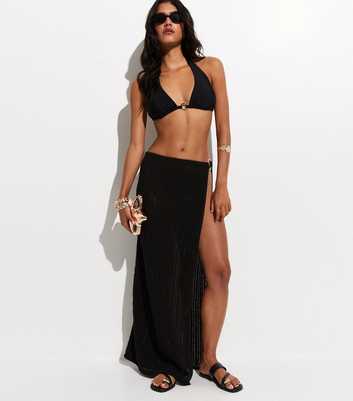 Black O-Ring Crochet Maxi Skirt