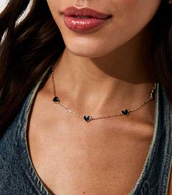 Gold Tone Mini Heart Charm Necklace