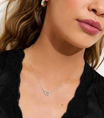 Silver Tone Diamanté Double Link Chain Necklace
