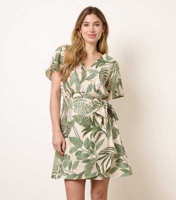 Blue Vanilla Green Wrap Front Sarong Mini Dress