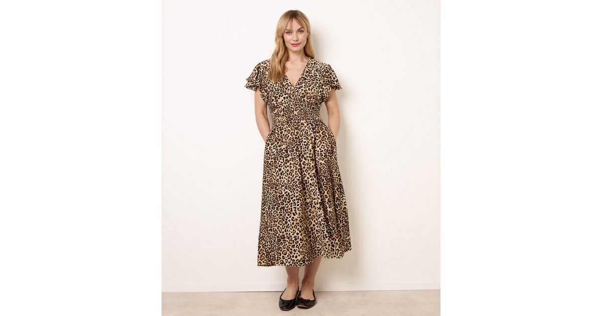Blue Vanilla Brown Animal Print Midi Dress | New Look