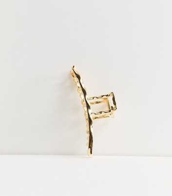 Gold Tone Hammered Long Hair Clip
