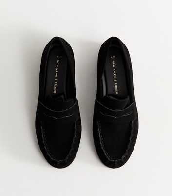 Premium Real Suede Black Penny Slot Loafers