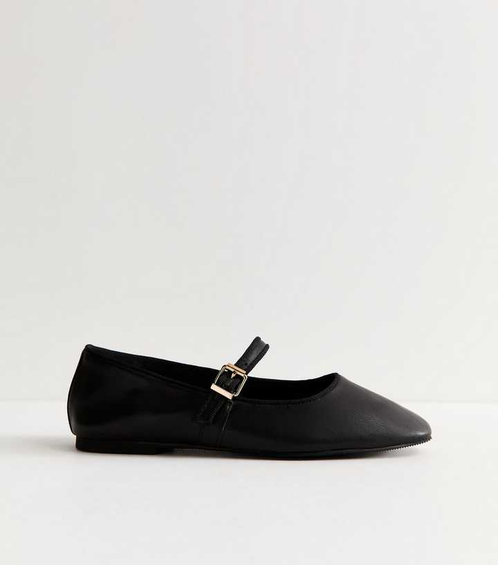 Premium Real Leather Black Mary Jane Flats