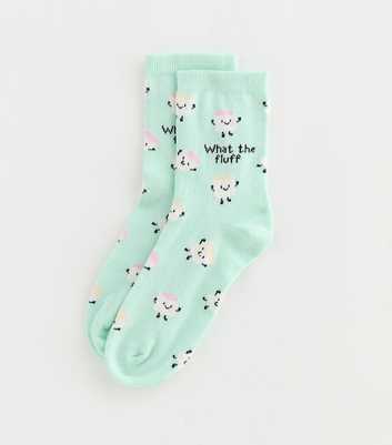 Turquoise What The Fluff Patterned Ankle Socks