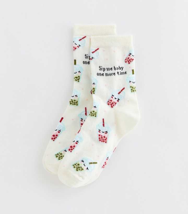 Cream Sip Me Baby One More Time Smoothie Socks